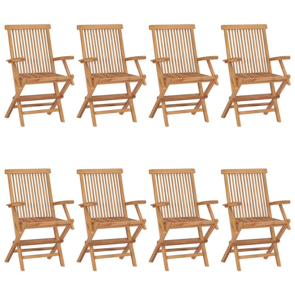 Cadeiras de jardim c/ almofadões branco nata 8 pcs teca maciça