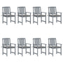 Cadeiras de jardim c/ almofadões 8 pcs acácia maciça cinzento