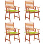 Cadeiras de jantar p/ jardim 4 pcs c/ almofadões acácia maciça