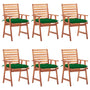 Cadeiras de jantar p/ jardim 6 pcs c/ almofadões acácia maciça