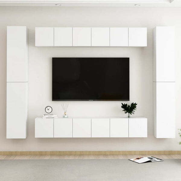 10 pcs conjunto de móveis de TV contraplacado branco