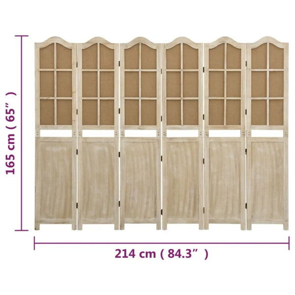 Divisória de quarto com 6 painéis 214x165 cm tecido castanho