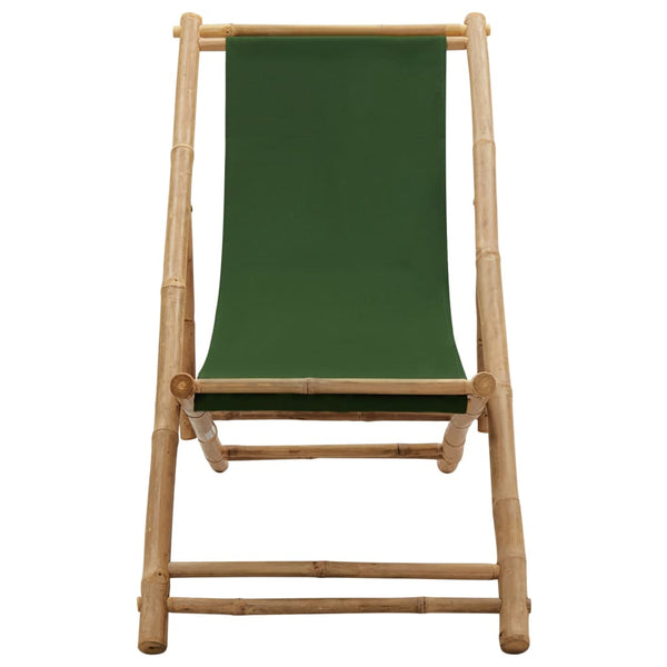 Cadeira de terraço de bambu e lona verde