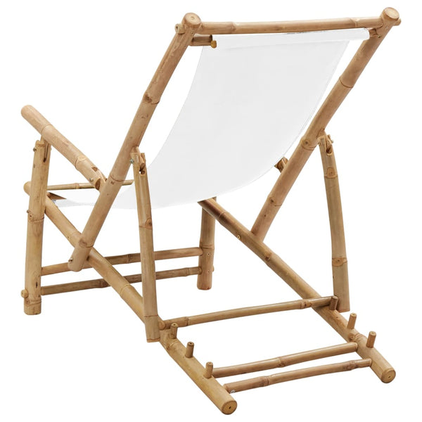 Cadeira de terraço em bambu e lona branco nata