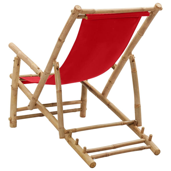 Cadeira de terraço de bambu e lona vermelho