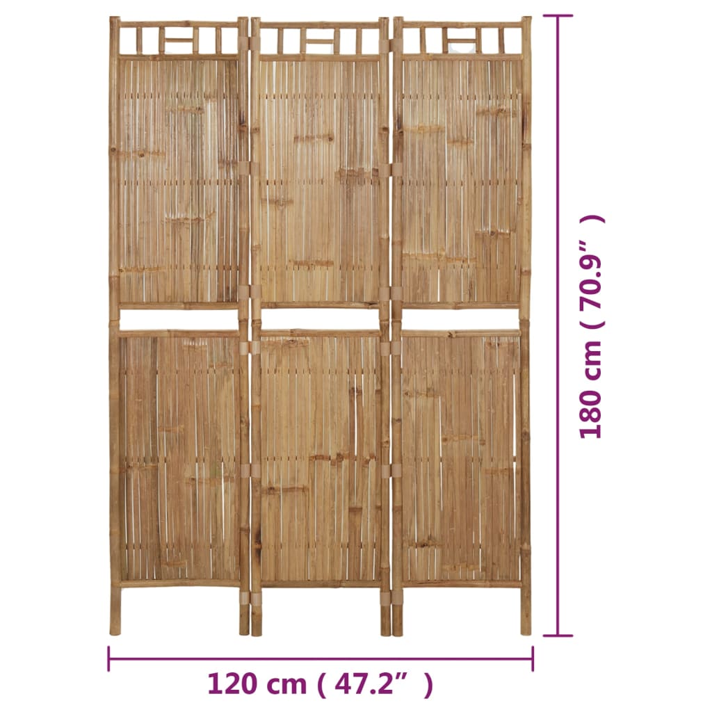 Biombo com 3 painéis 120x180 cm bambu