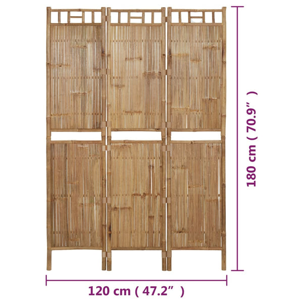 Biombo com 3 painéis 120x180 cm bambu