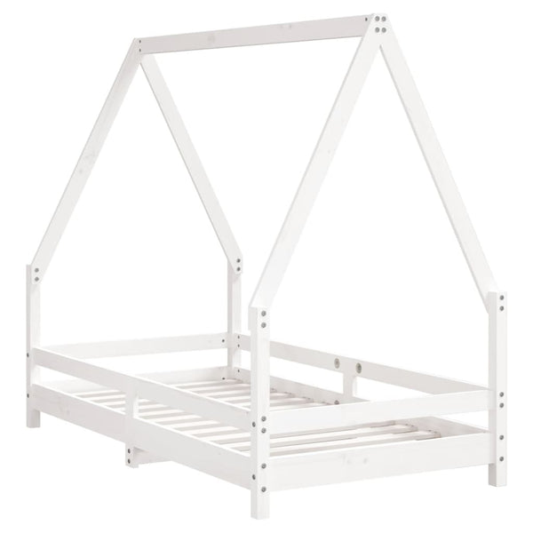 Estructura de cama infantil 80x160 cm pino macizo blanco