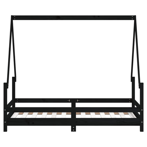 Estructura de cama infantil de pino macizo negro 80x160 cm