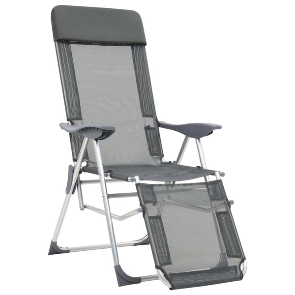 Cadeiras campismo dobráveis c/ apoio pés 2 pcs textilene cinza