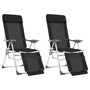 Cadeiras campismo dobráveis c/ apoio pés 2 pcs textilene preto