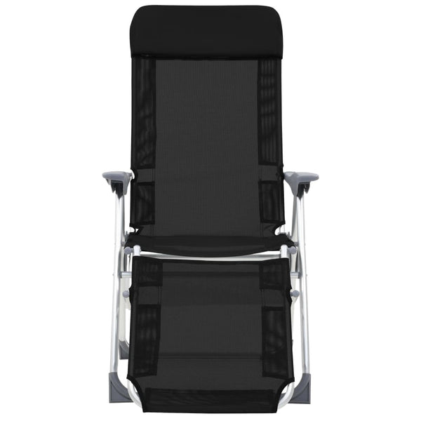 Cadeiras campismo dobráveis c/ apoio pés 2 pcs textilene preto