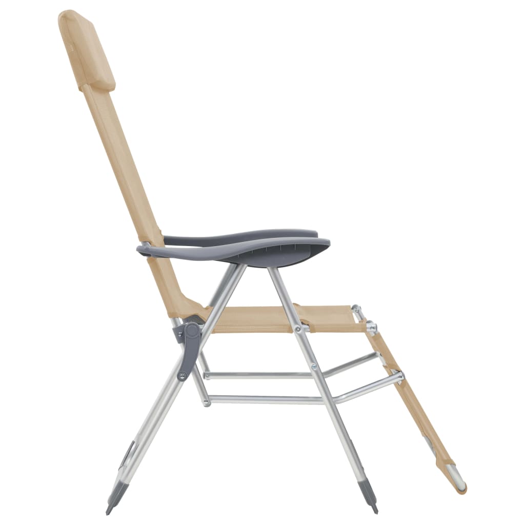 Cadeiras campismo dobráveis c/ apoios pés 2 pcs textilene creme