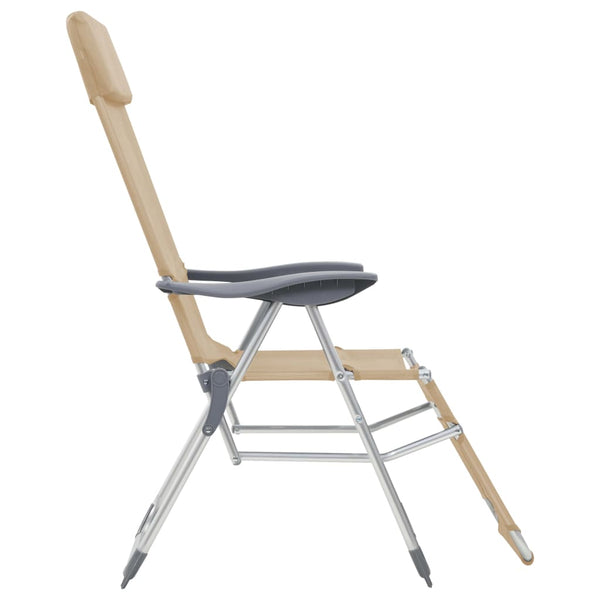 Cadeiras campismo dobráveis c/ apoios pés 2 pcs textilene creme