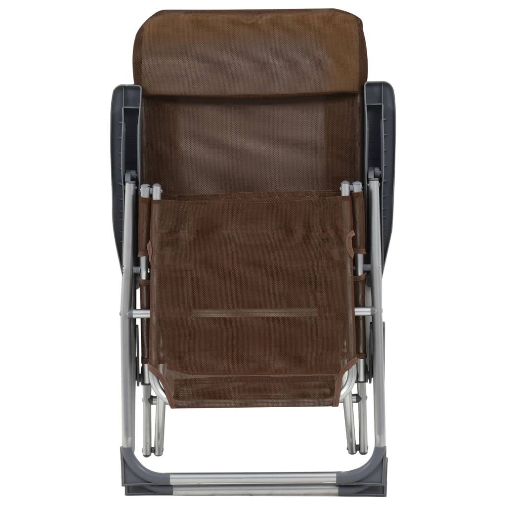Cadeiras campismo dobráveis c/apoio pés 2pcs textilene castanho