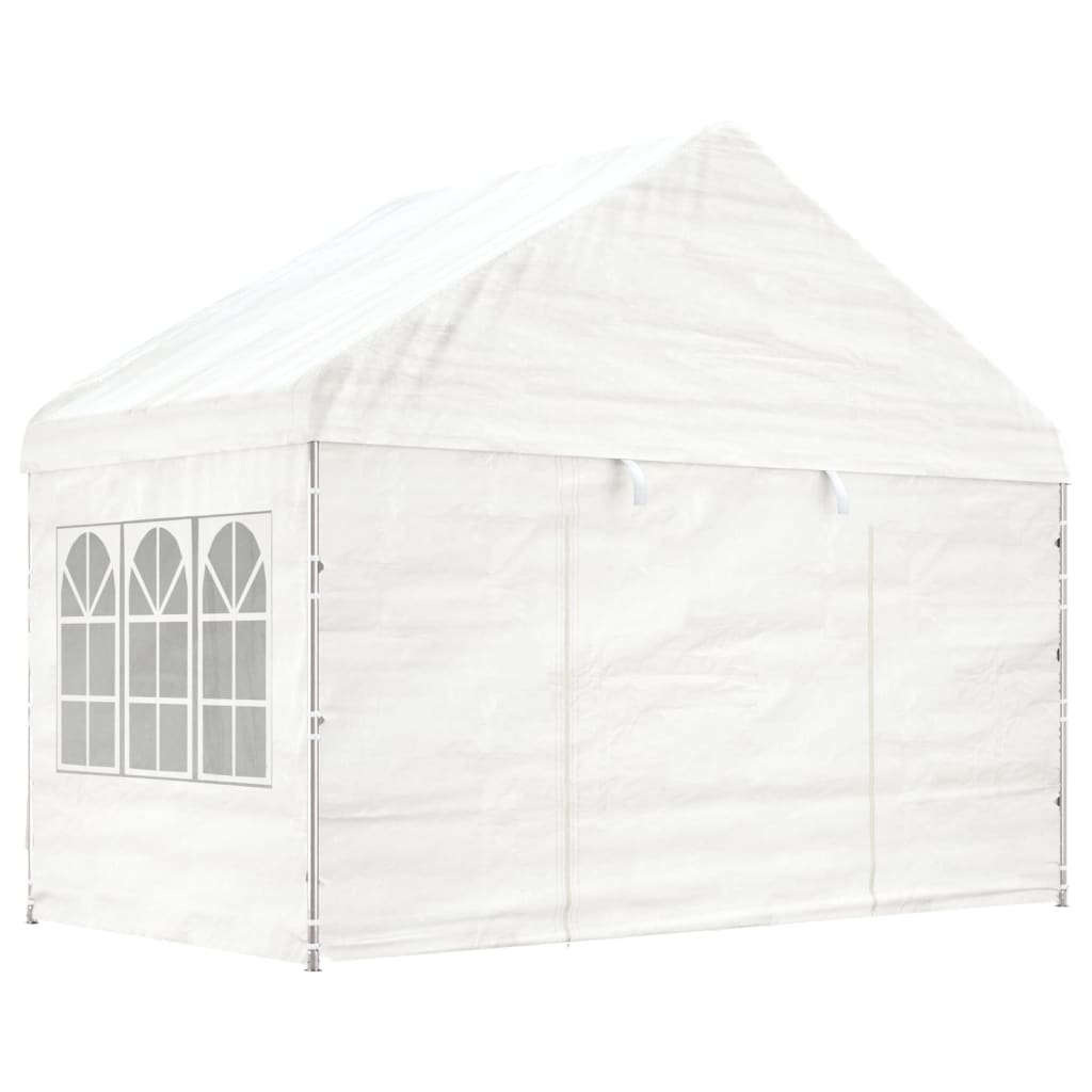 Gazebo com telhado 4,08x2,23x3,22 m polietileno branco