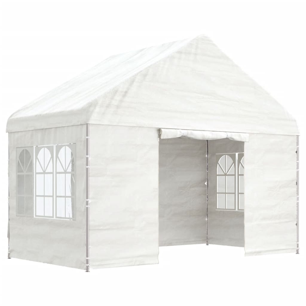 Gazebo com telhado 4,08x2,23x3,22 m polietileno branco